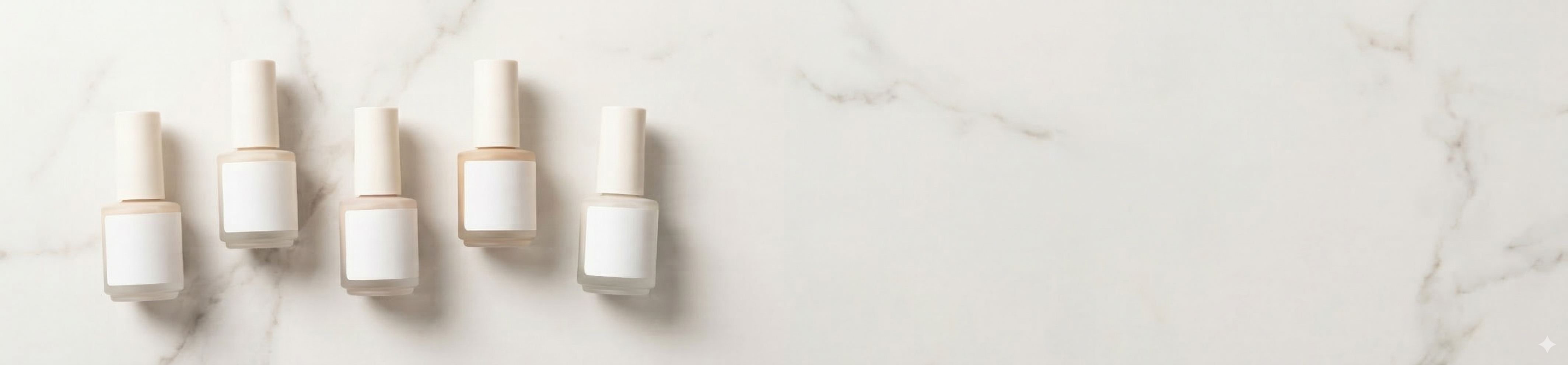 HEMA-free builder gel products arranged on a clean white surface